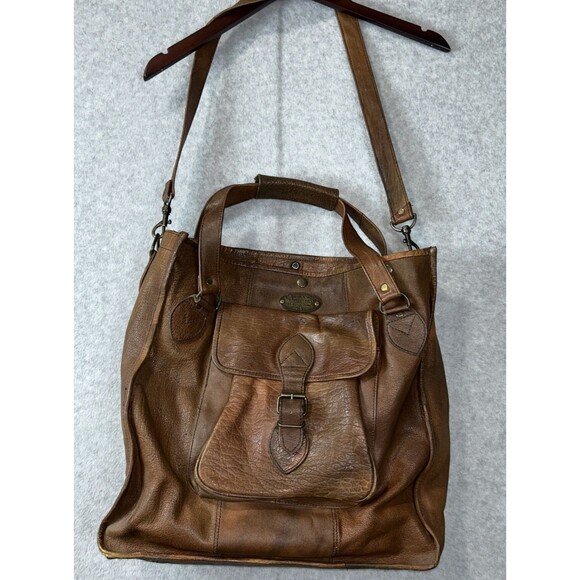 Overland Handbags - Vintage Overland Outfitters Brown Leather Weekender Travel Diaper Bag - Large -